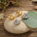 Hammered Heart Stud Earrings Gold Or Steel Stainless Steel view 2