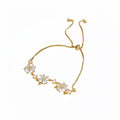 Crystal Flower Slider Bracelets Gold Silver Adjustable view 5
