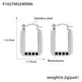 Rectangle Hoop Earrings With Four Rhinestones Gold Silver view 6