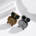 Green Gold Tone Owl Crystal Two Designs Metal Brooch Pin view 4