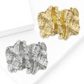Textured Abstract Rectangle Brooch in Polished Metal view 2
