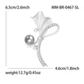 Matte Ginkgo Leaf Pearl Brooch Gold and Silver Tone view 7