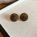 Leather Leopard Star Pendant Necklace Round Stud Earrings view 7