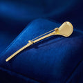 Long Polished Ginkgo Leaf Stick Pin in Two Metal Finishes view 3