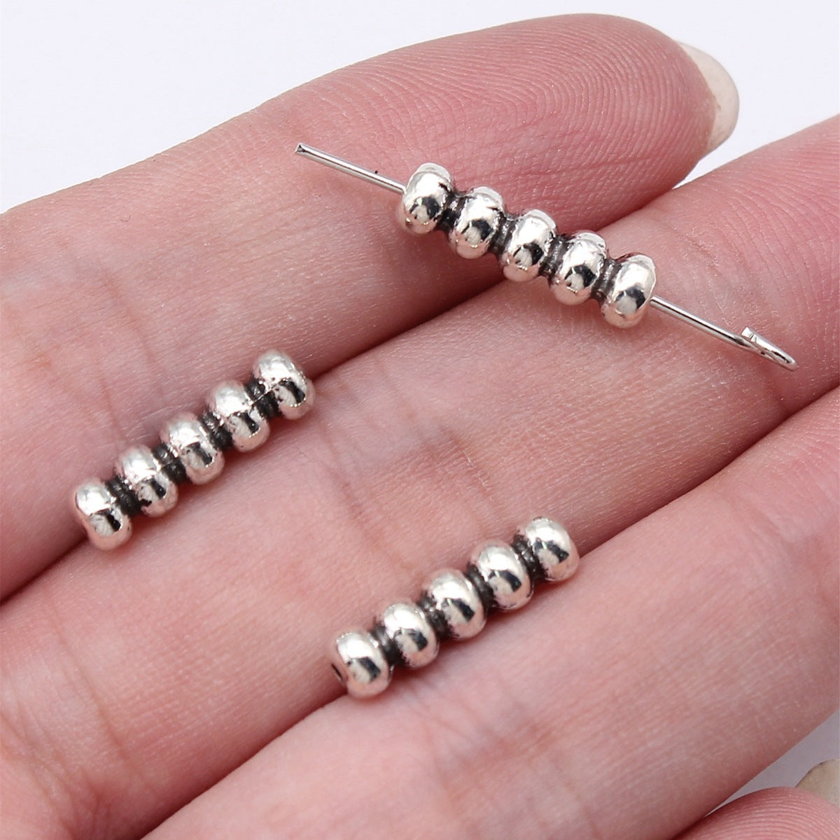 16x4.5x4.5mm 1g Antique Silver Zinc Alloy Tanghulu Small Hole Spacer Beads for Bracelet Jewelry Making