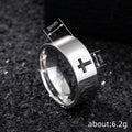 Steel Tone Black Cross Band Ring Minimalist Sizes 6-13 view 4