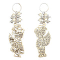 Wooden Guardian Angel Script Keychain Pearl Beads Metal Charm view 6
