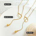 Gold Snake Chain Adjustable Y Drop Ball Sweater Necklace view 2