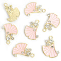 Enamel Ginkgo Leaf Charms with Pearls in Six Colors view 12