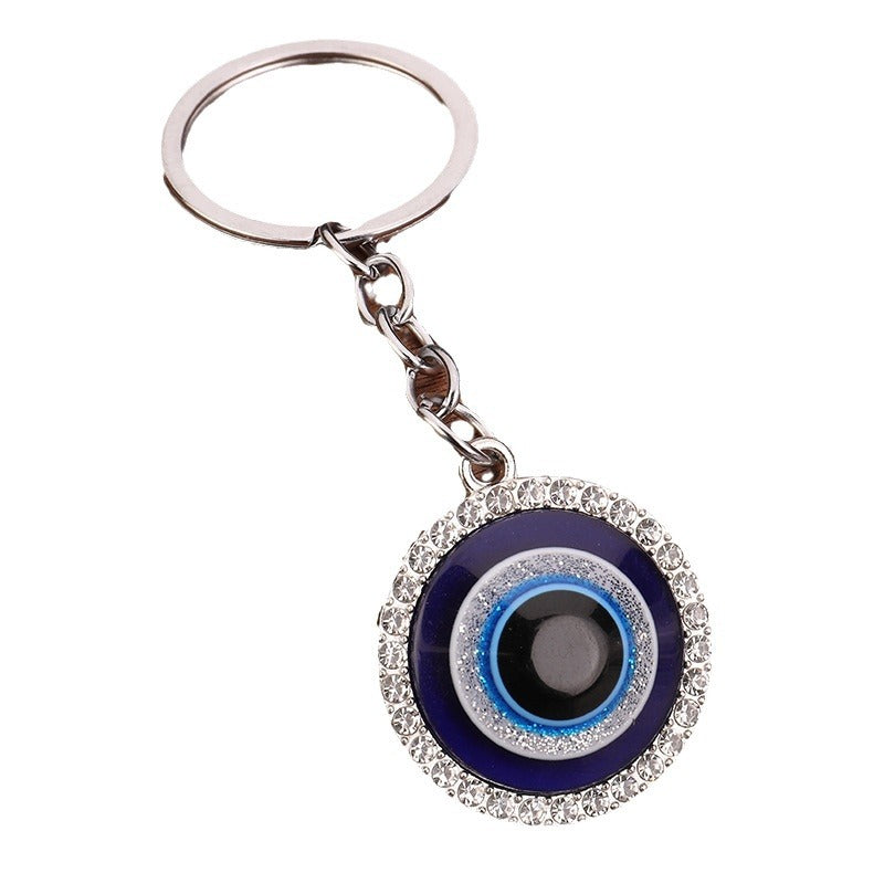 Vintage Blue Eye Owl Evil Eye Alloy Keychain Charm