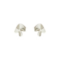 Ivory White Matte Folded Petal Abstract Sculpted Stud Earrings view 5