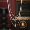 Steel Triple Layer Sparkle Curb Snake Chain Necklace view 2