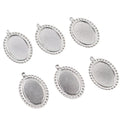 Beaded Edge Oval Stainless Steel Cabochon Pendant Settings view 5