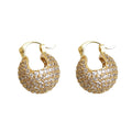 Gold Pave Crystal Domed Bean Huggie Hoop Earrings Pair view 5