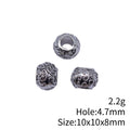 Antique Silver Carved Floral Round Large Hole Bead view 3