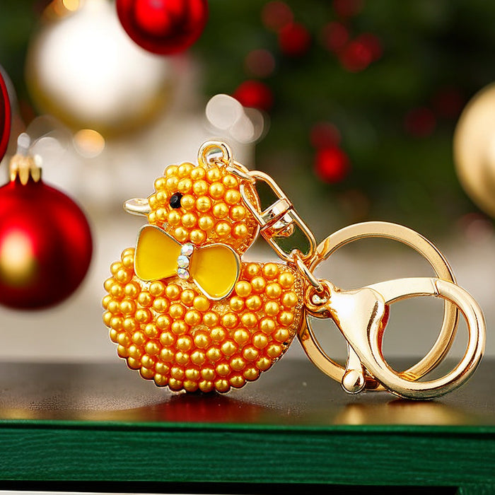 Pearl Bead Duck Keychains in Yellow Pink White Blue Purple and Assorted Colors