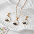 Black Gold Enamel Heart Mountain Necklace Sets 6 Styles view 10