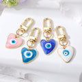 Heart Resin Evil Eye Clip Keychains in Six Color Options view 1