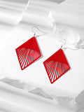 Silver Tone Diamond Radiating Openwork Hook Earrings in Seven Colors view 5