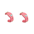 Chunky Enamel Crescent Stud Earrings In Yellow Pink And Green view 5