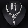 Black Silver Tone Green Crystal Floral Vine Crystal Two Designs Metal Necklace and Earring view 2