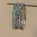 Silver Elastic Rhinestone Single Row Bracelets Eight Colors view 12