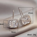 Rectangular Crystal Halo Drop Earrings in Two Metal Tones view 3