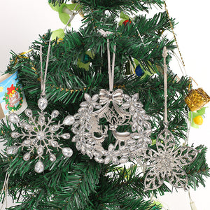 Silver-Tone Zinc Alloy Rhinestone Christmas Hanging Ornaments