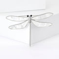 Minimal Silver Tone Dragonfly Brooch with Black Eye Details view 1