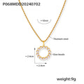 Pearl Circle Pendant Necklace And Bead Band Rings Gold Steel view 9