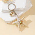 Beaded Rhinestone Starfish Keychain With Charm Dangle view 3