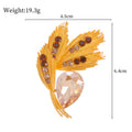 Gold Tone Wheat Two Designs Metal Brooch Pin 4.5 x 6.4 cm view 2