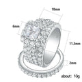 White Gold Princess Halo Bridal Ring Set Band Sizes 6-10 view 5