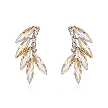 Gold Tone Silver Tone Champagne Marquise Wing Crystal Four Designs Metal Dangle Earrings