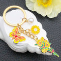 Butterfly and Flower Bouquet Enamel Keychains, 4 Colors view 2