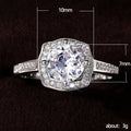 Cushion White Stone Ring with Octagonal Halo and Pavé Band view 5