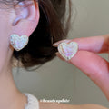 Silver Tone Heart And Open Flower Stud Earrings In Two Styles view 3