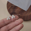 Gold White Triple Flower Cluster Stud Earrings Enamel Petals view 1