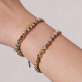 Two-Tone Flower And Round Bead Necklace Bracelet Set view 4
