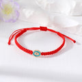 Red Woven Cord Oval Evil Eye Adjustable Bracelets in Six Colors view 2