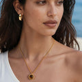 Titanium Steel Rope Chain Round Pendant Tiger Eye Turquoise view 4