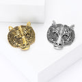 Openwork Tiger Face Brooch in Antique Gold or Silver view 3