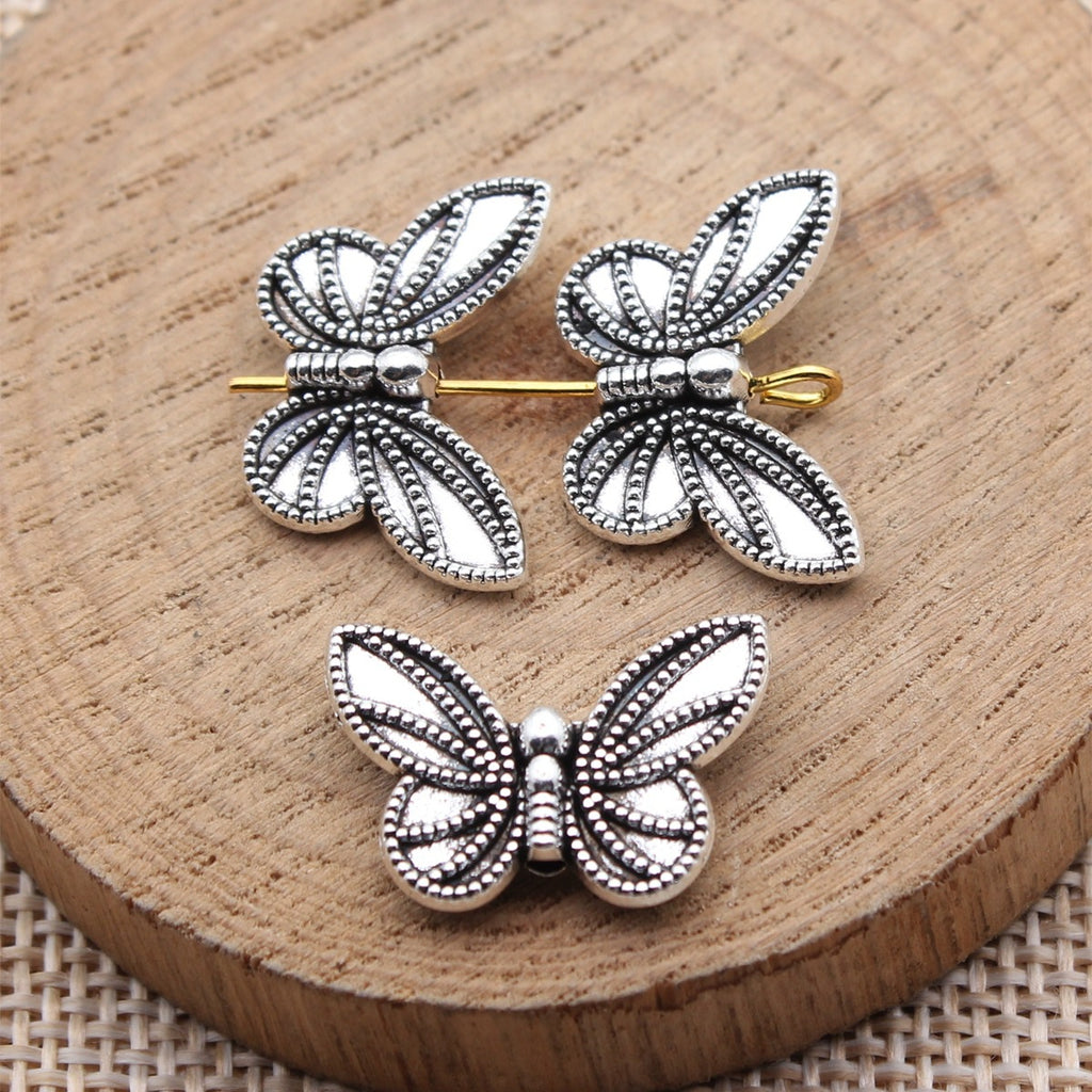 20x14mm 1.85g Antique Silver Zinc Alloy Butterfly Small Hole Double Sided Beads for Bracelet Necklace DIY Making