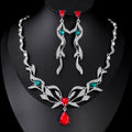Black Silver Tone Bird Branch Two Designs Metal Necklace and Earring Set view 7