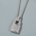 Gold Silver Tone Pave Lock Padlock Pendant Rope Necklace view 6