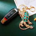 Cat Eye Leopard Keychains With Red or Peacock Green Stones view 3