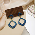 Geometric Hollow Resin Drop Earrings White Green Blue view 8