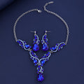 Black Silver Tone Horse Crystal Seven Designs Metal Necklace and Earring Set view 2