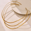 Open Collar Choker Necklaces Round V Heart Gold Steel view 3