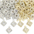 Open Square Crystal Charms in Gold and Silver Tone Finishes view 2